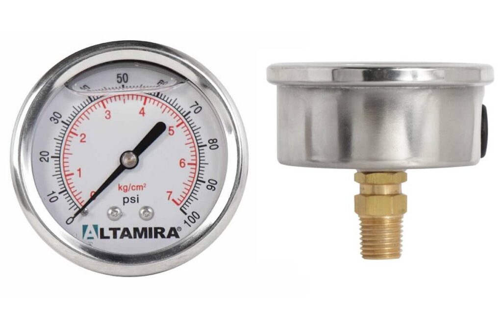 Manómetro con Glicerina Marca Altamira rango de presión de 0 hasta
